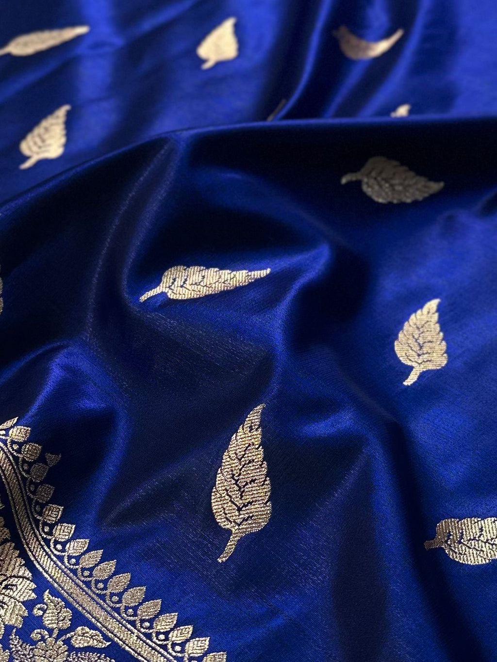 Royal   Blue   Booti   Satin   Silk   Saree