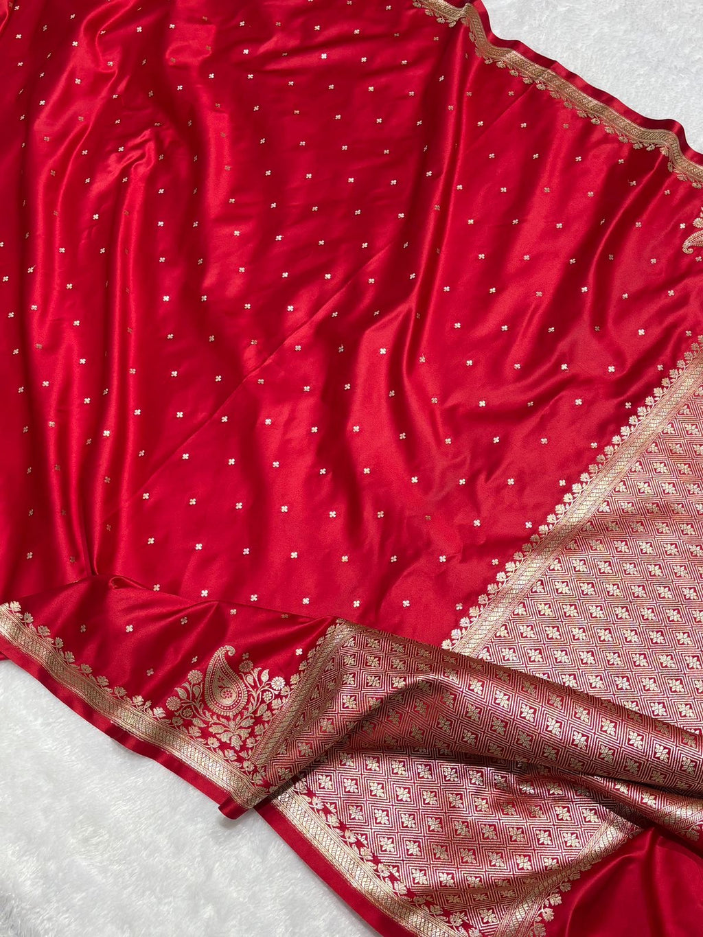 Bridal Red Mashru Silk Banarasi Saree