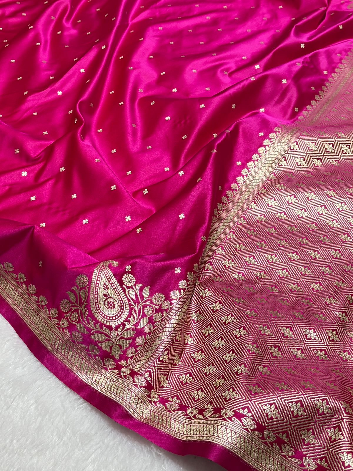 Rani Pink Mashru Silk Banarasi Saree