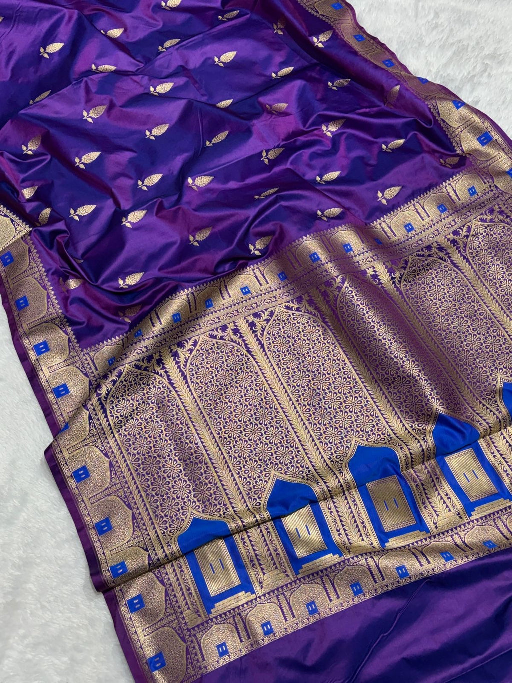 Mashru Banarasi Silk Saree in Buta with Meena Border