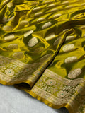 Mehendi Green Mashru Silk Premium Banarasi Saree
