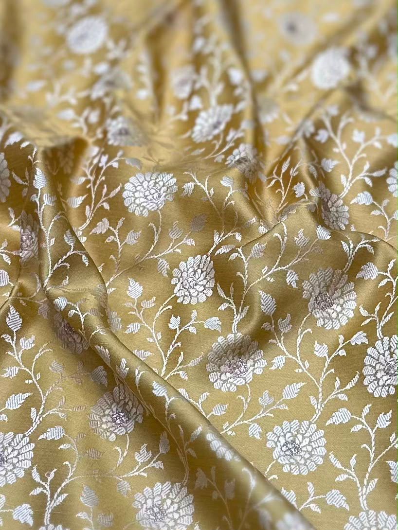 Mashru Silk Tanchui Based In Lemon Color