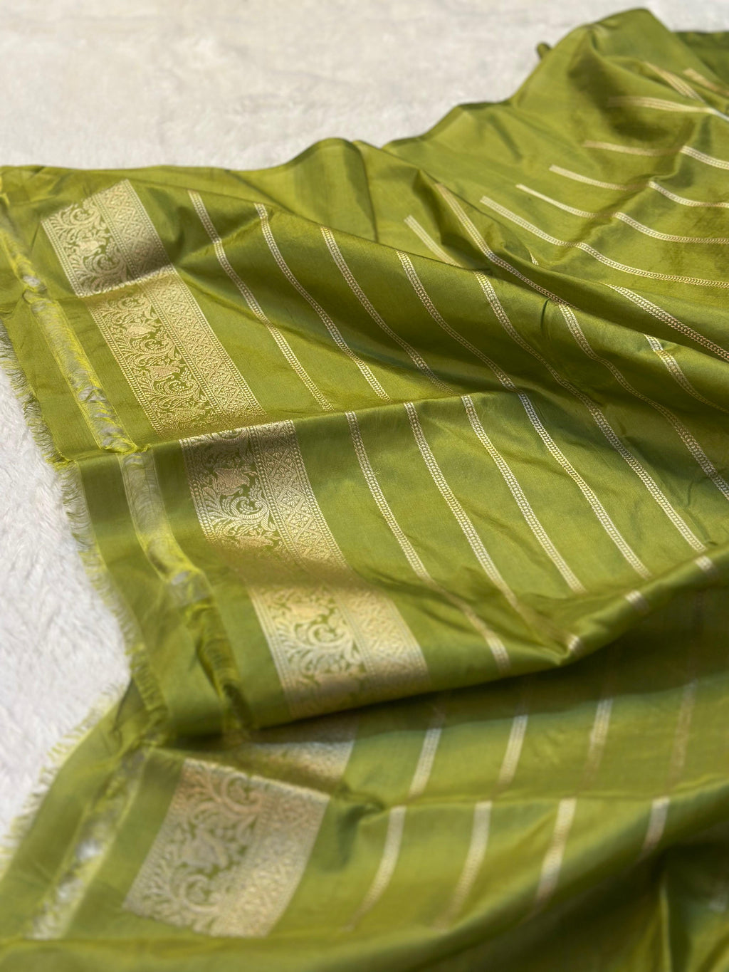 Pure Katan Silk Rangkaat Banarasi Saree Woven with Golden Zari in Multiple Block pattern