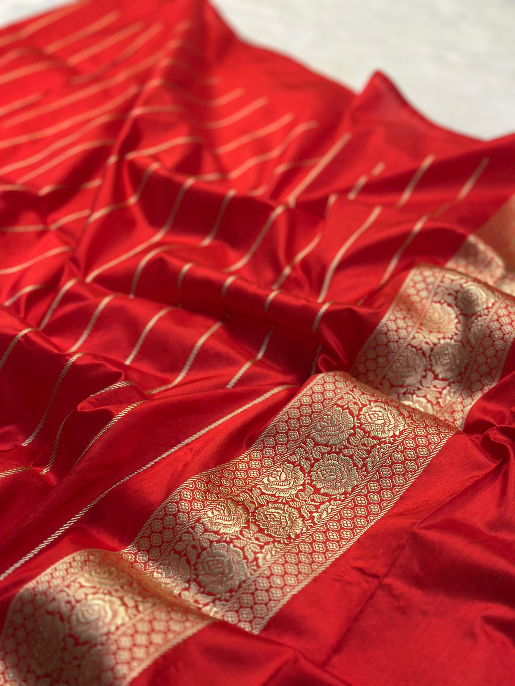 Pure Katan Silk Rangkaat Banarasi Saree Woven with Golden Zari in Multiple Block pattern