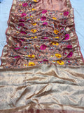 Pure Tissue Silk Multicolour Embroidered Banarasi Saree Woven with Golden Zari