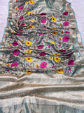 Pure Tissue Silk Multicolour Embroidered Banarasi Saree Woven with Golden Zari