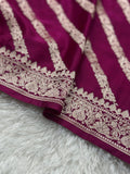 Mashru Silk Banarasi Saree Woven with Golden Zari in Diagonal Jaal Pattern