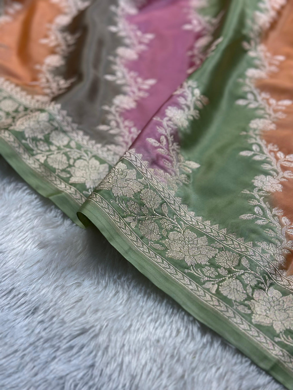 Rangkaat Mashru Silk Banarasi Saree Woven with Golden Zari