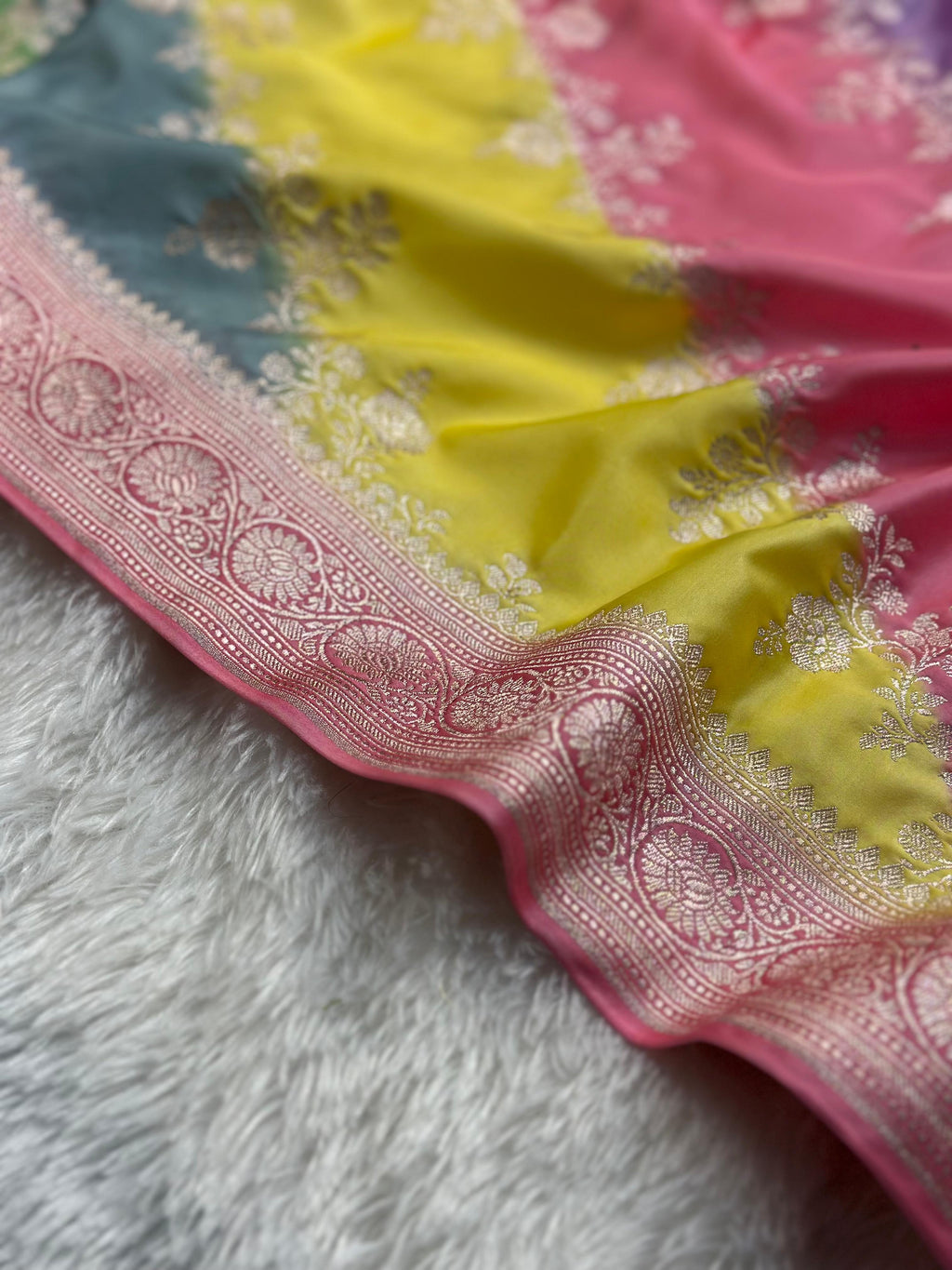 Rangkaat Mashru Silk Banarasi Saree Woven with Golden Zari