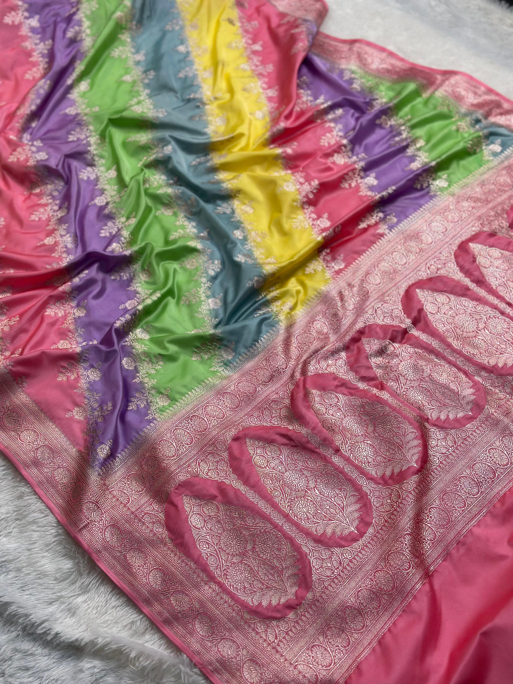 Rangkaat Mashru Silk Banarasi Saree Woven with Golden Zari