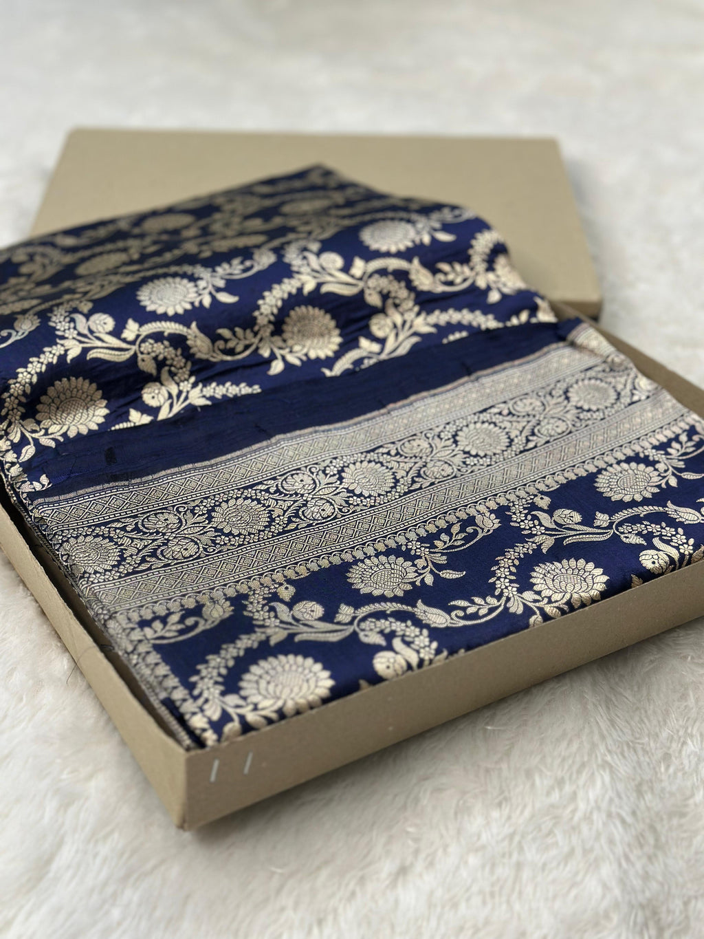 Pure Katan Silk Banarasi Saree Woven with Golden Zari in Jaal Pattern