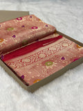 Pure Katan Silk Brocade Banarasi Saree woven with Golden Zari and multicolour minakari work