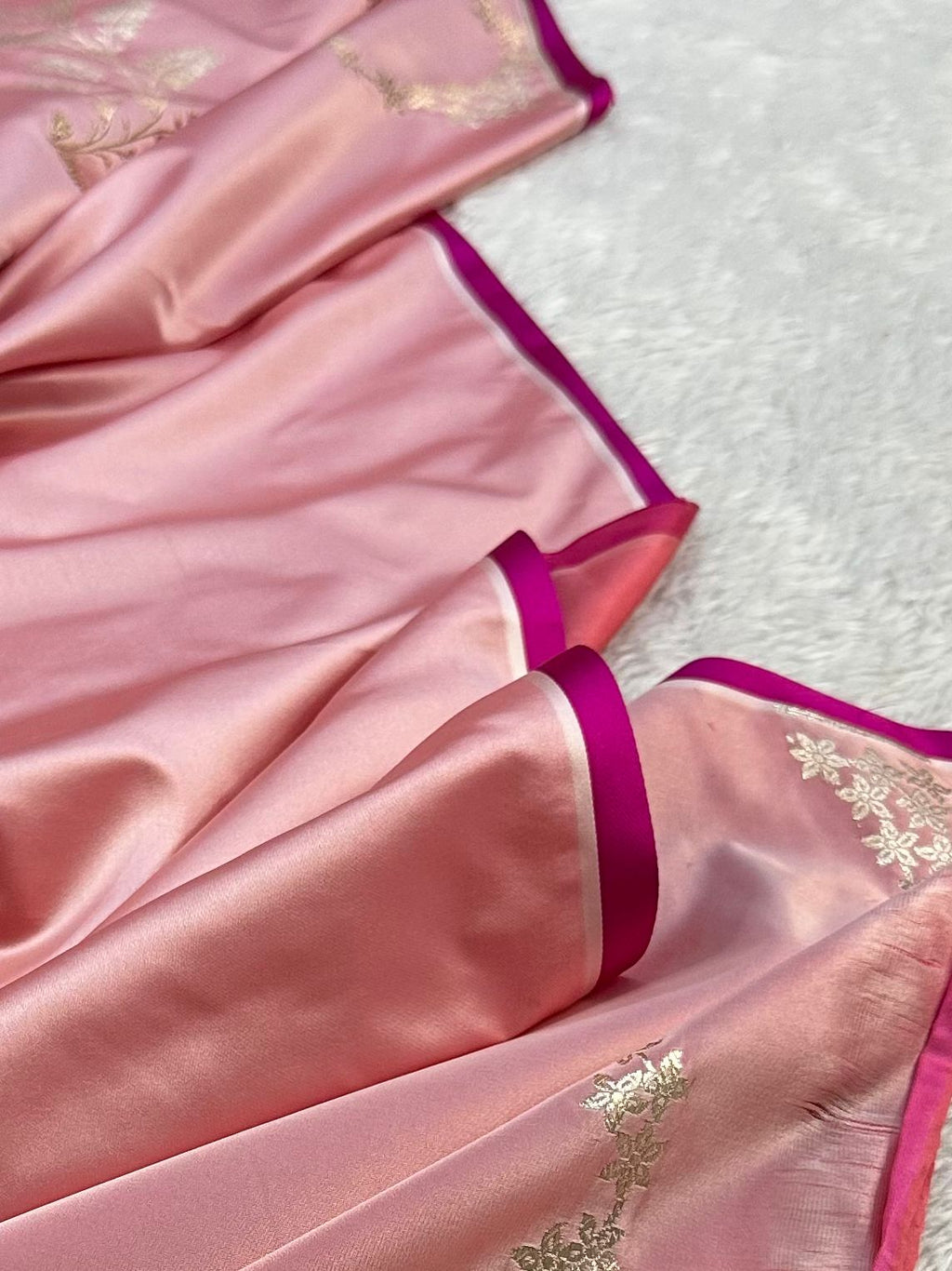 Mashru Silk Banarasi Saree Woven with Golden Zari in Buta Pattern