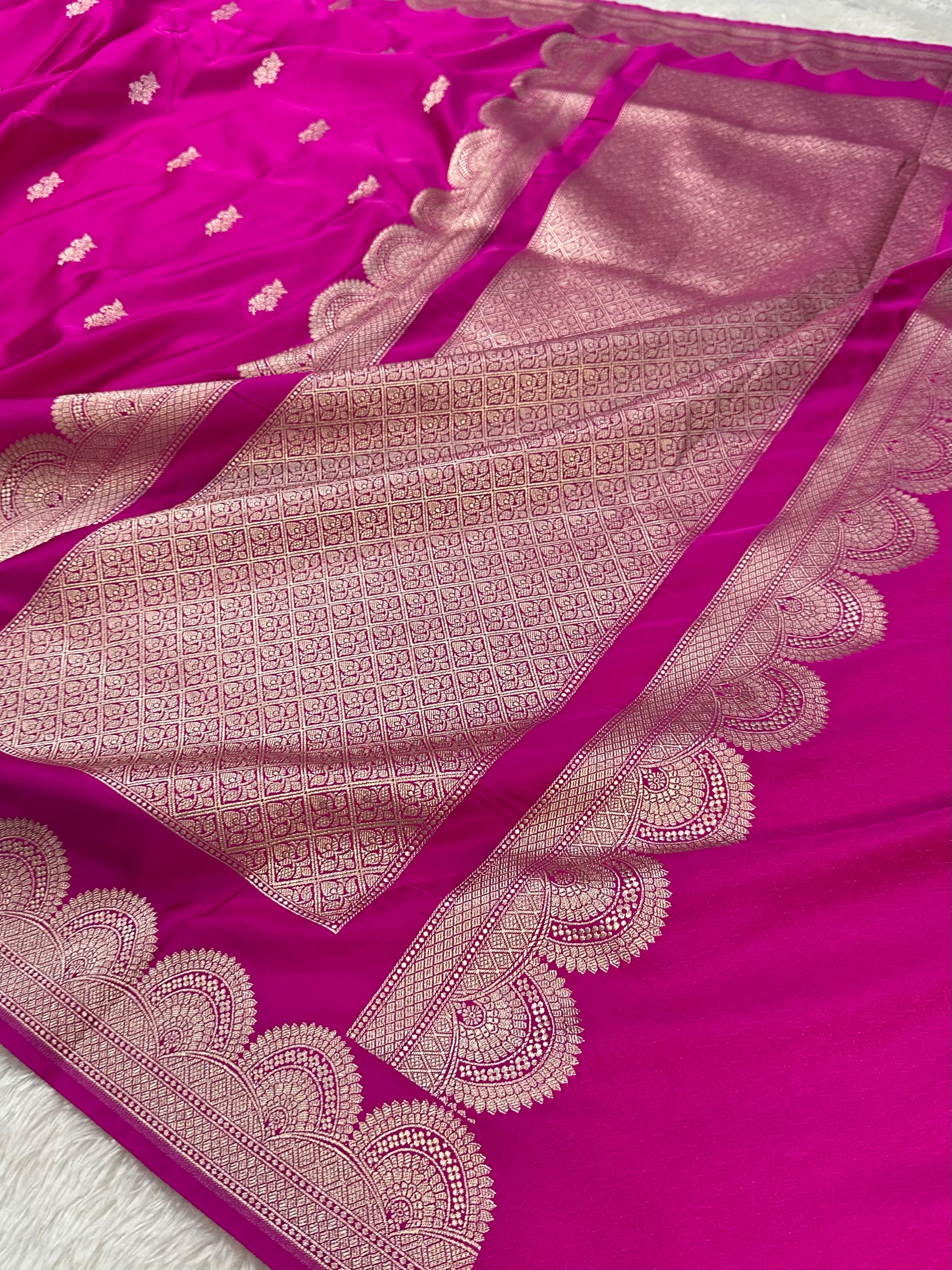 Rani Boota With Scallop Border Mashru Silk Saree