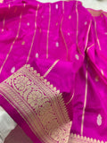 Rani pink Pure Katan Kadua Weaved Buti Pattern Saree
