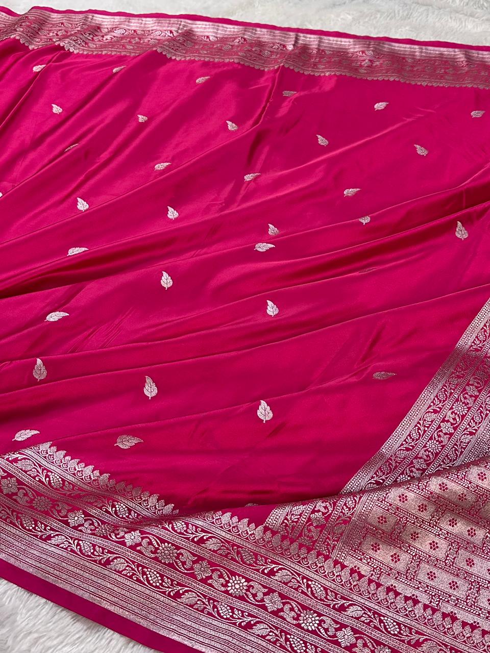 Rani   Booti   With   Floral   Border   Mashru   Silk   Saree