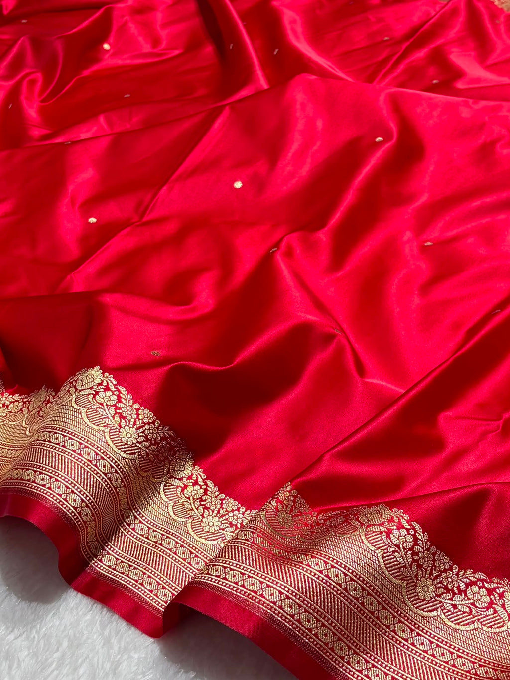 Bridal Red Mashru Silk Banarasi Saree in Buti