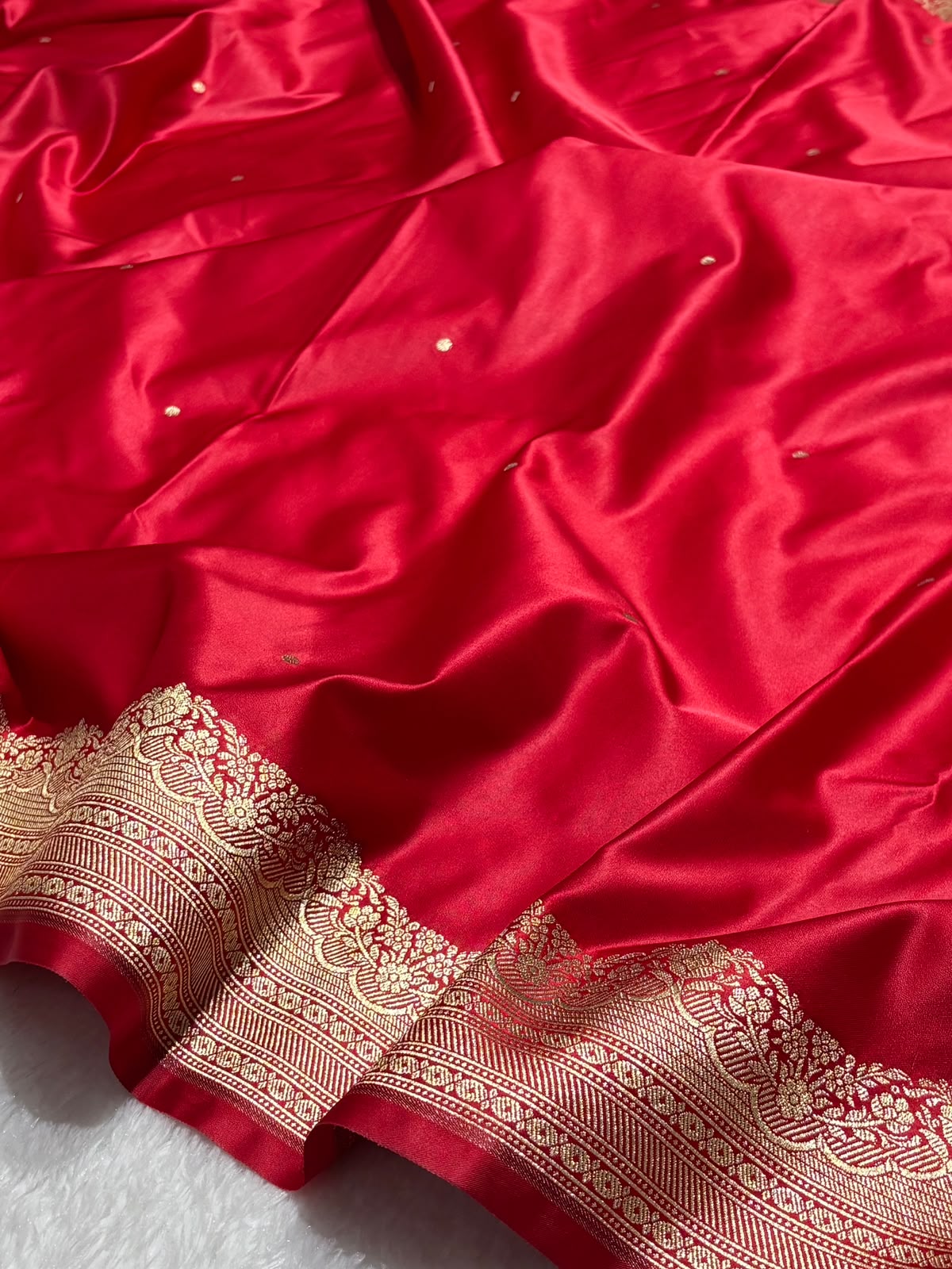 Bridal Red Mashru Silk Banarasi Saree in Buti