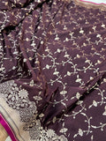 Mashru Silk Banarasi Saree Weaved with Golden Zari in Jaal Pattern