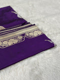 Royal Purple Pure Katan Silk Kadua Weave Banarasi Saree with Gold and Silver Buta