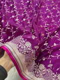 Mashru Silk Banarasi Saree Weaved with Golden Zari in Jaal Pattern