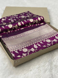 Pure Katan Silk Banarasi Saree Woven with Golden Zari in Jaal pattern