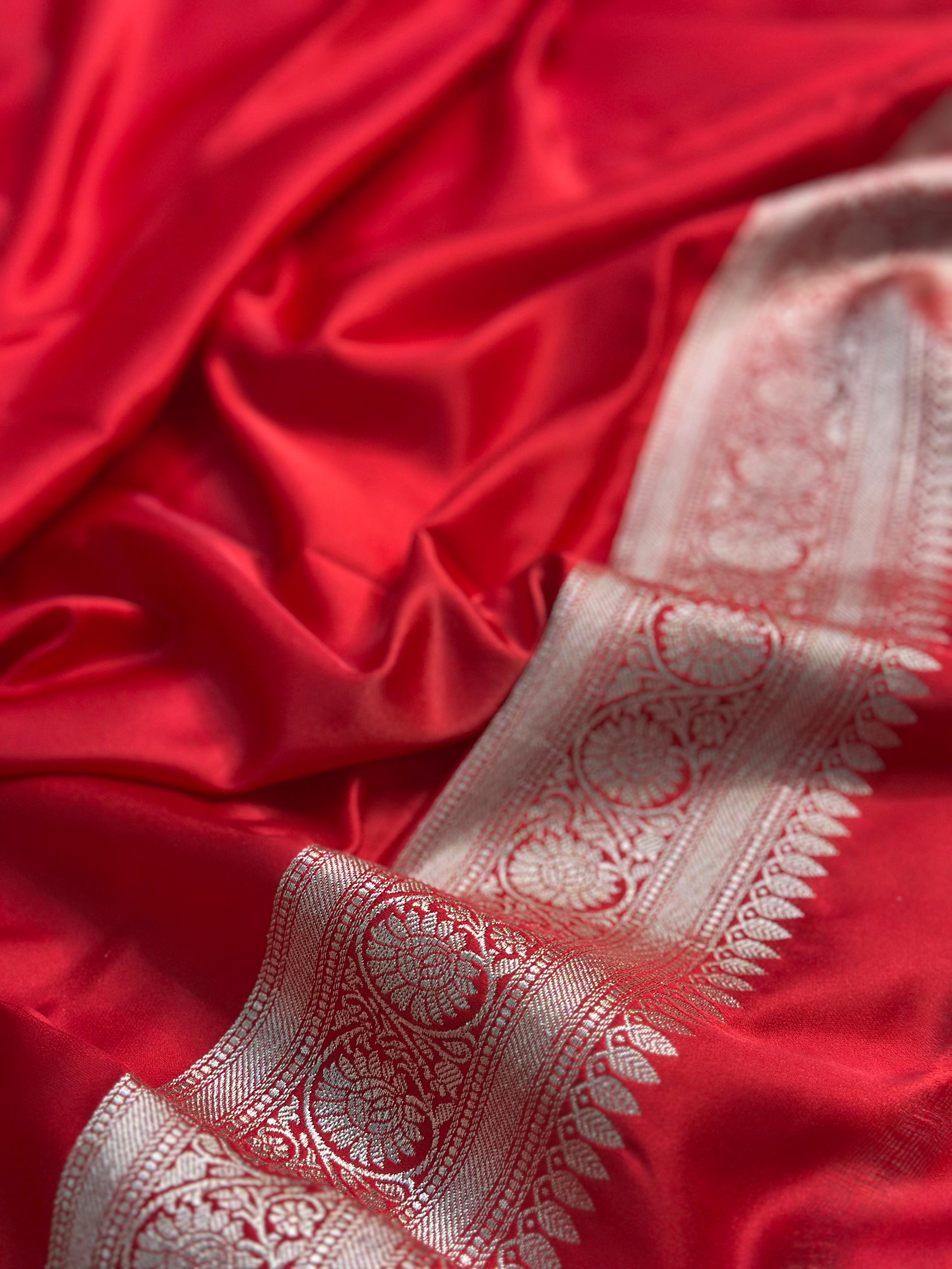 Bridal Red Mashru Silk Buti Saree