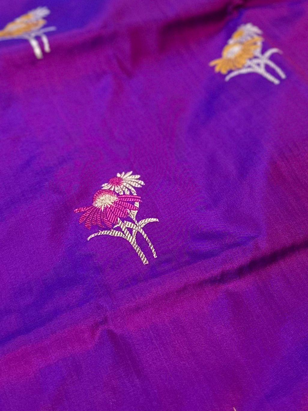 Royal Purple Pure Katan Silk Kadua Weave Banarasi Saree with Meenakari Buta
