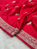 Bridal Red Mashru SIlk Buti Banarasi Saree