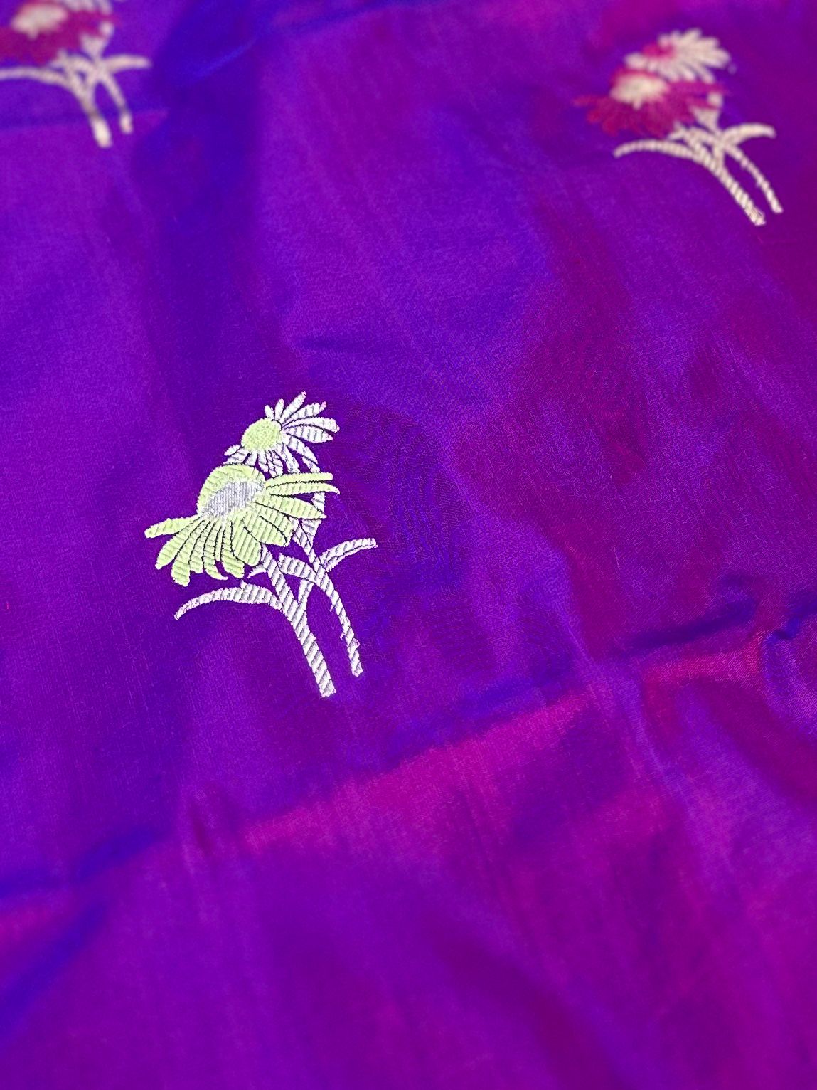 Royal Purple Pure Katan Silk Kadua Weave Banarasi Saree with Meenakari Buta