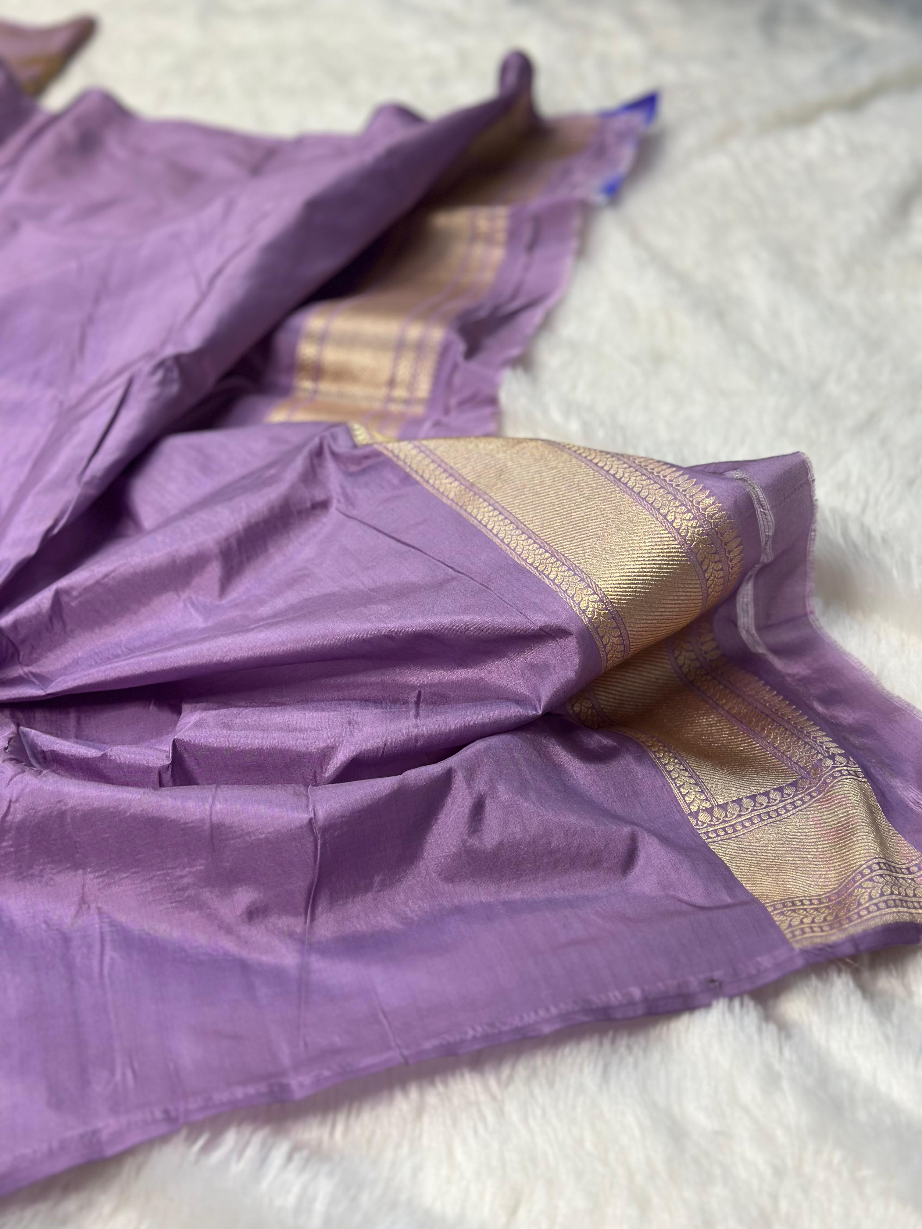 Pure Katan Silk Banarasi Saree Woven with Golden Zari in Flower jaal pattern