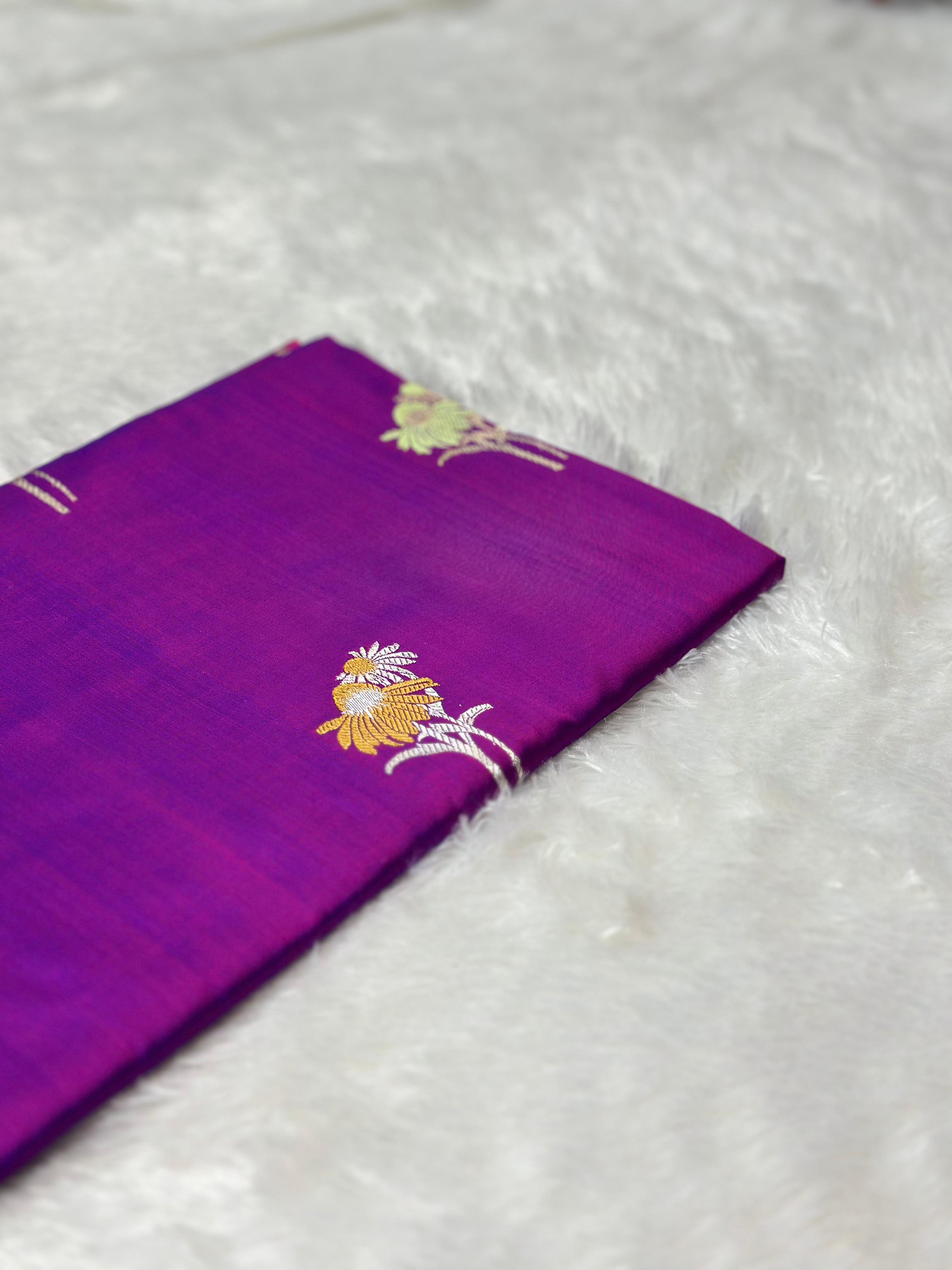 Royal Purple Pure Katan Silk Kadua Weave Banarasi Saree with Meenakari Buta
