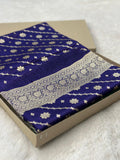 Pure Katan Silk Banarasi Saree Woven with Golden Zari in geometric jaal pattern