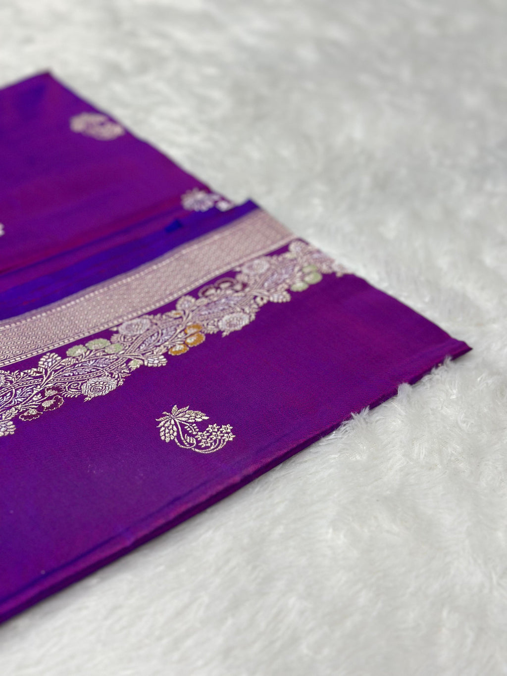 Royal Purple Pure Katan Silk Kadua Weave Banarasi Saree with Golden Buta