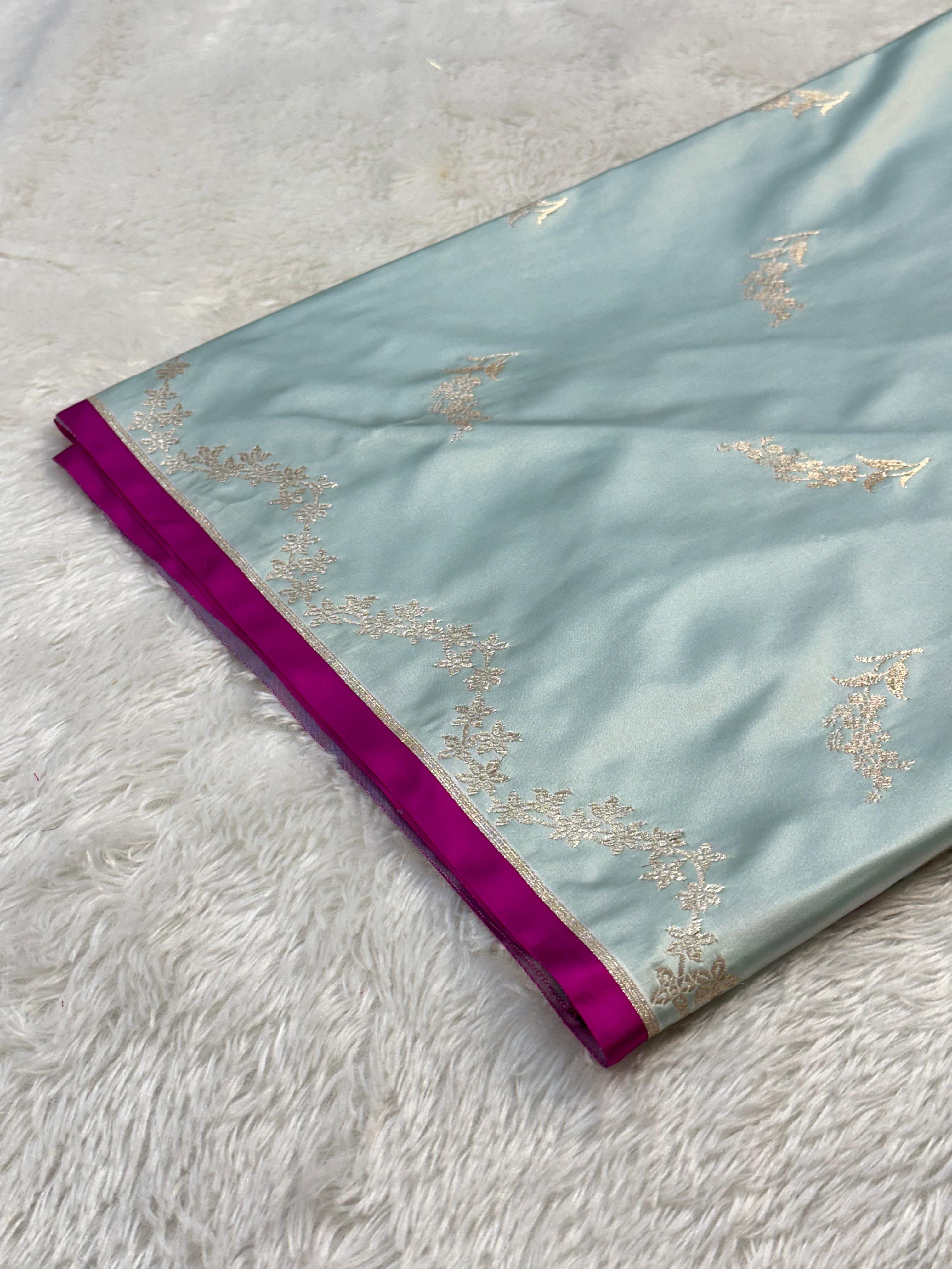 Mashru Silk Banarasi Saree Woven with Golden Zari in Buta Pattern