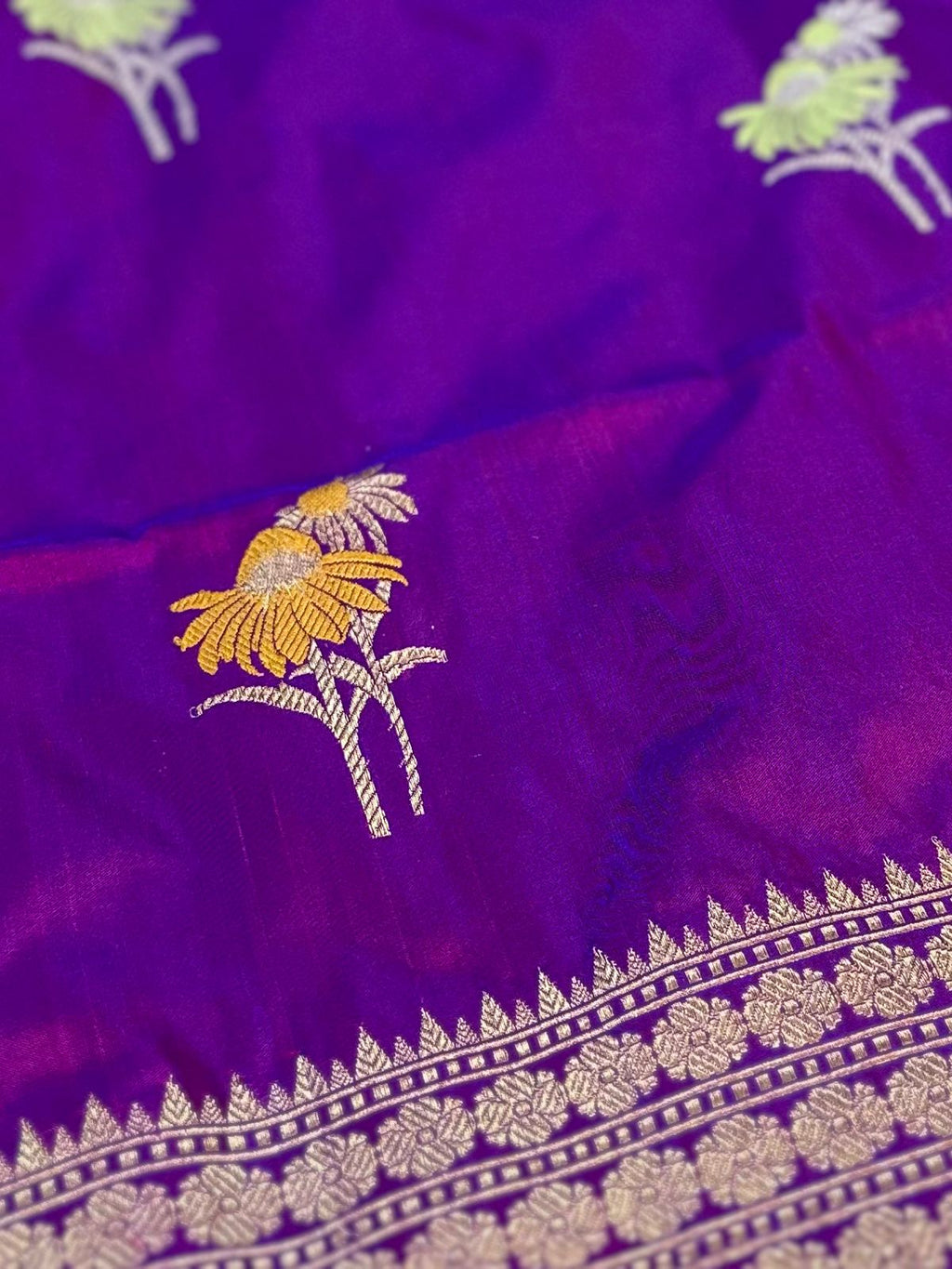 Royal Purple Pure Katan Silk Kadua Weave Banarasi Saree with Meenakari Buta