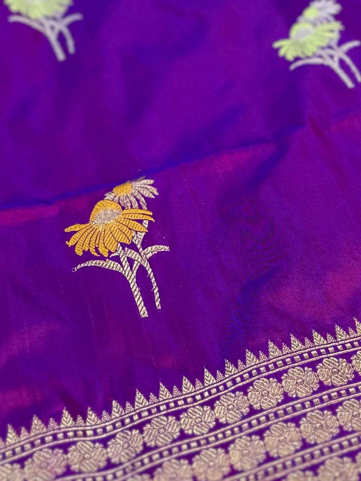 Royal Purple Pure Katan Silk Kadua Weave Banarasi Saree with Meenakari Buta