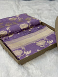 Pure Katan Silk Banarasi Saree Woven with Golden Zari in Flower jaal pattern