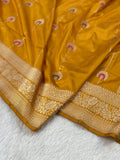Mustard Yellow Pure Katan Silk Kadua Weaved Meenedar Buta Pattern