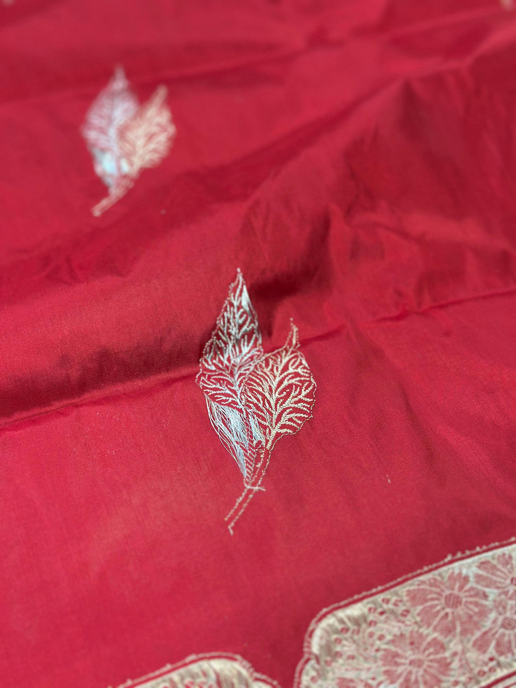 Bridal Red Pure Katan Silk Kadua Weave Banarasi Saree with Gold and Silver Buta