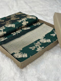 Pure Katan Silk Banarasi Saree Woven with Golden Zari in Rose buta pattern