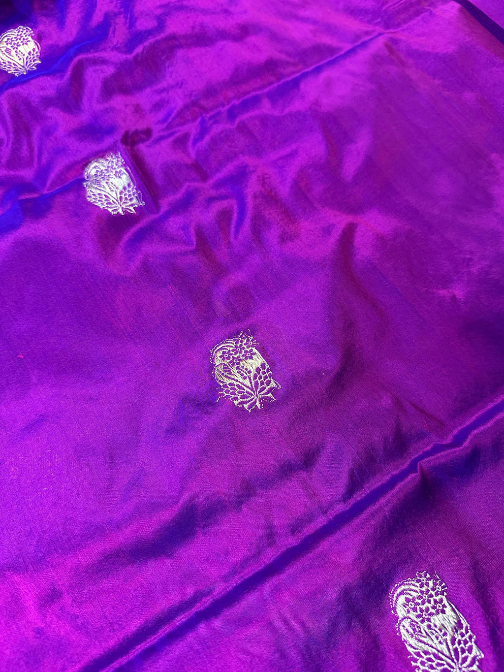 Royal Purple Pure Katan Silk Kadua Weave Banarasi Saree with Golden Buta