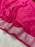 Rani Booti With Sleek Border Mashru Silk Saree