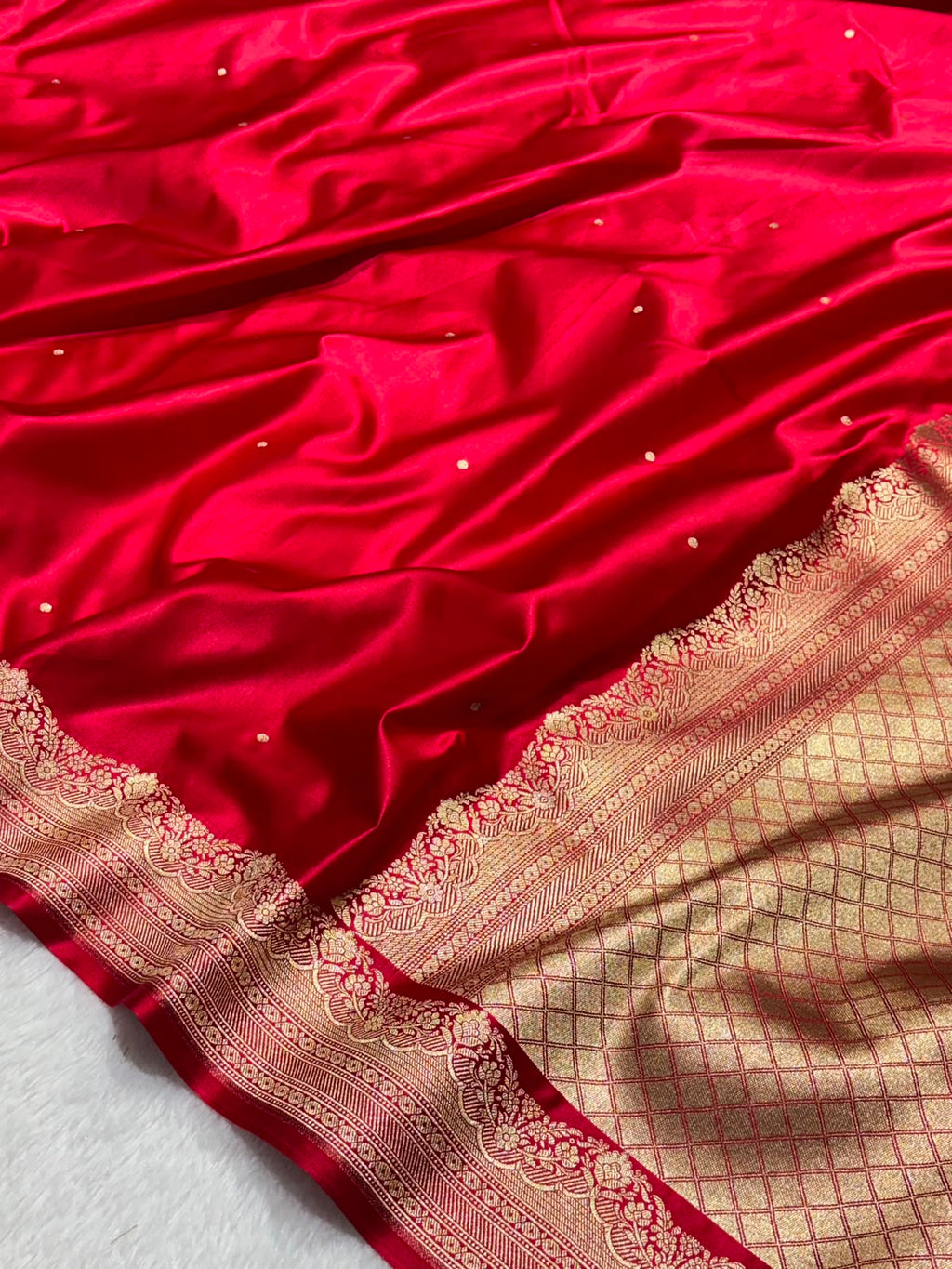 Bridal Red Mashru Silk Banarasi Saree in Buti