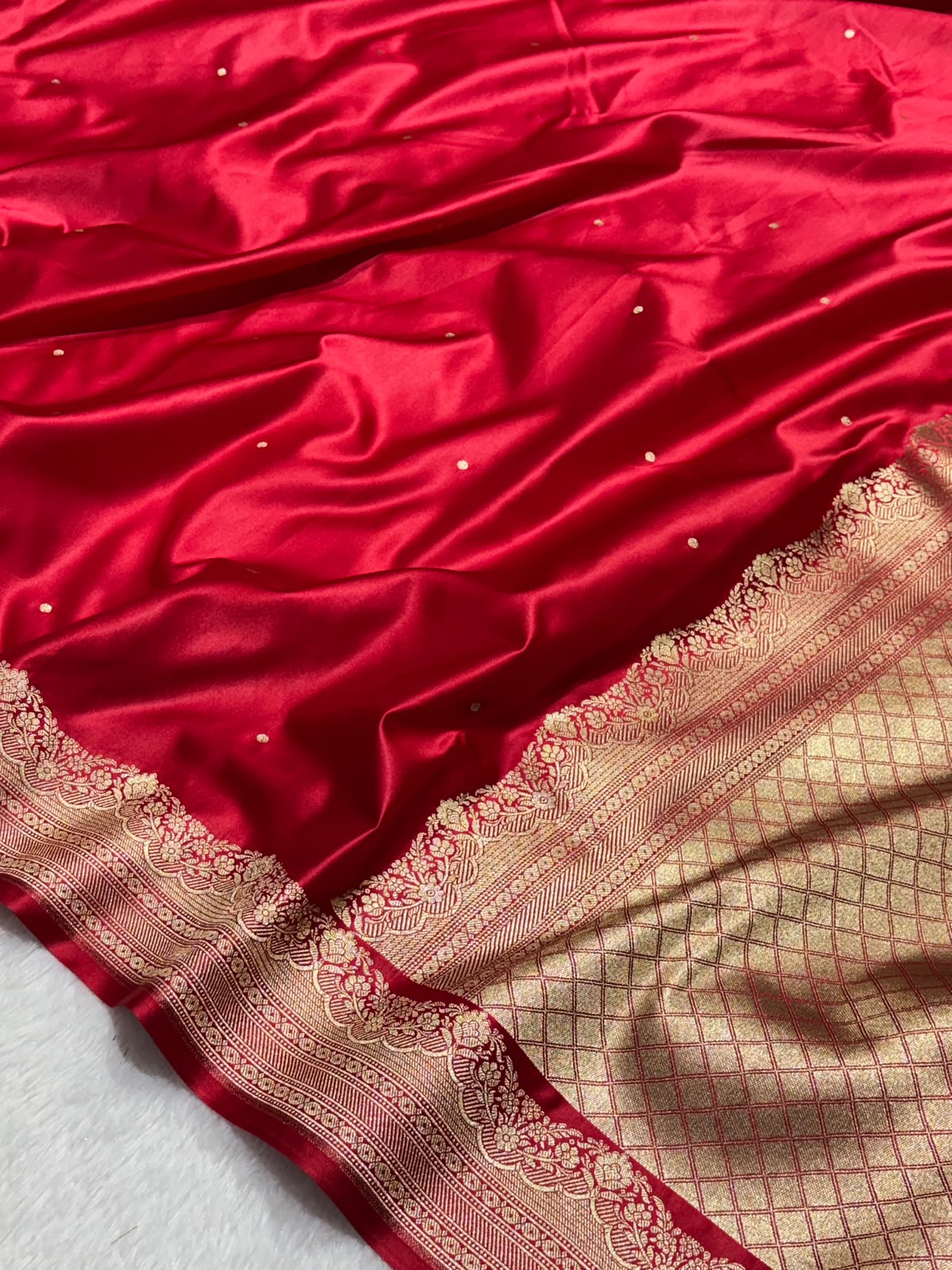 Bridal Red Mashru Silk Banarasi Saree in Buti