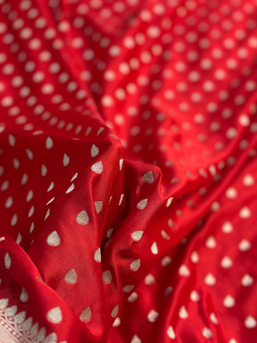 Bridal Red Mashru Silk Buti Saree