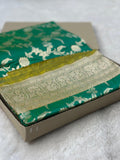 Pure Katan Silk Banarasi Saree Woven with Golden Zari in Contrast Jaal Pattern