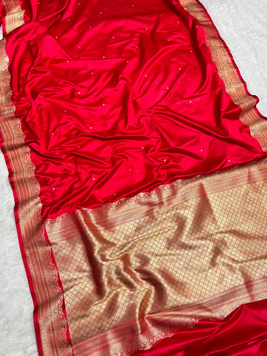 Bridal Red Mashru Silk Banarasi Saree in Buti