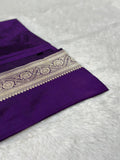Royal Purple Pure Katan Silk Kadua Weave Banarasi Saree with Gold and Silver Buta