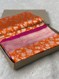 Pure Katan Silk Banarasi Saree Woven with Golden Zari in Jaal pattern